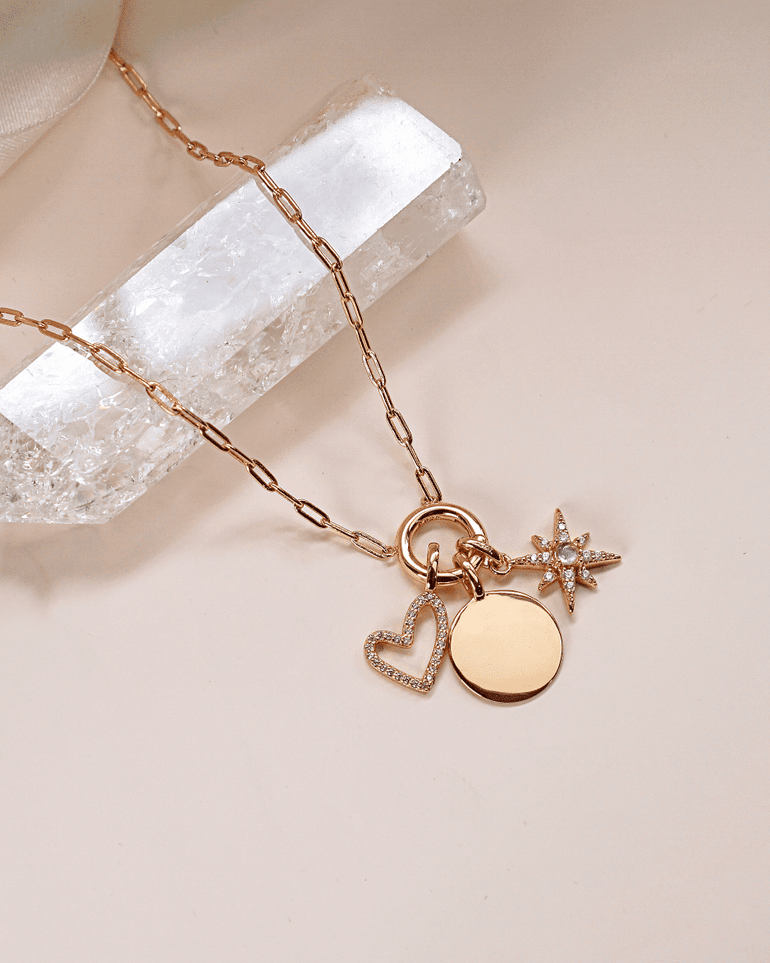 Gold Charm Carrier Necklace Chain - Mienlabel