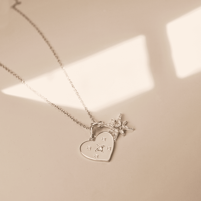 Silver Starry Heart Necklace - Mienlabel